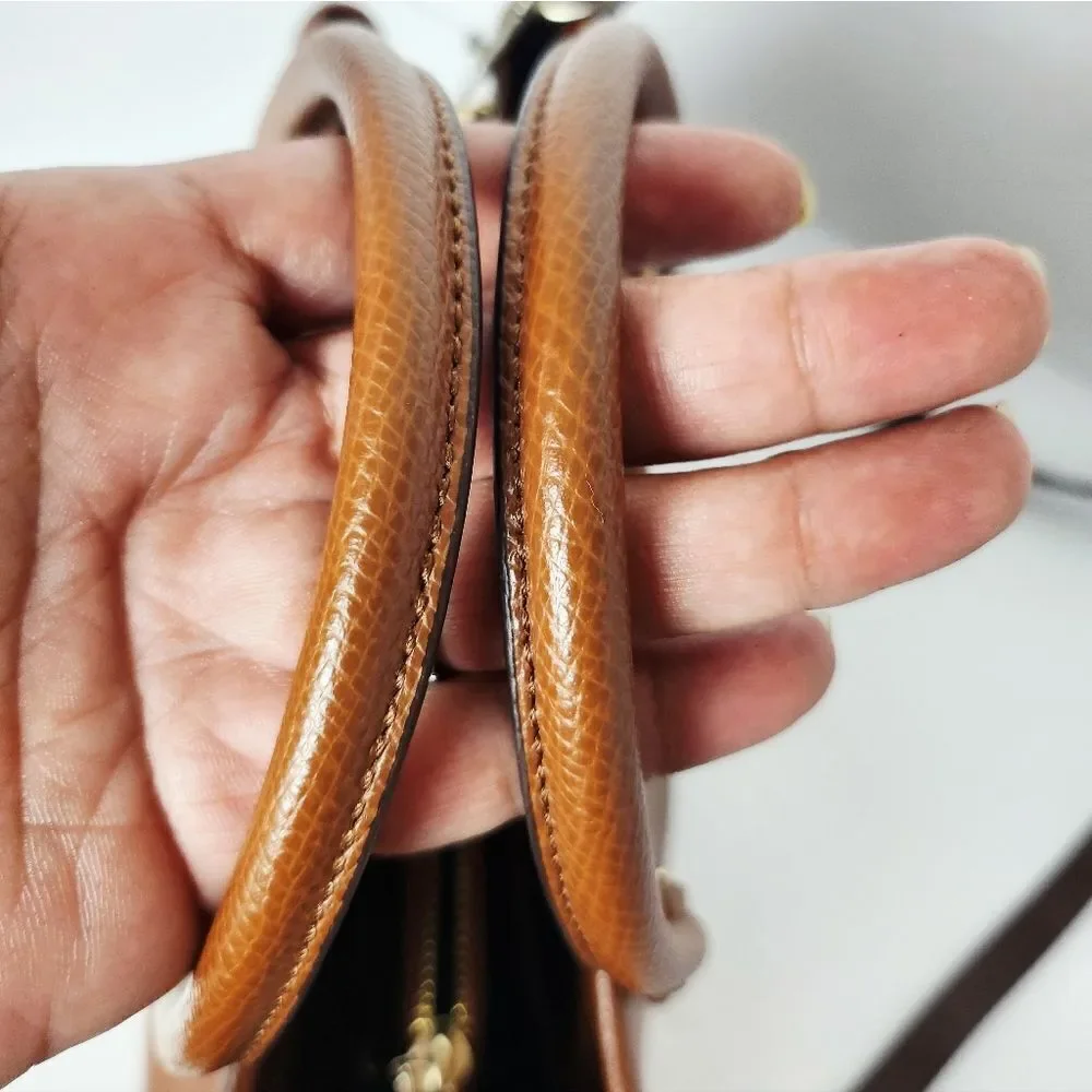 Coach Margot Carryall Satchel Saddle Brown Crossgrain Leather 13x9x5